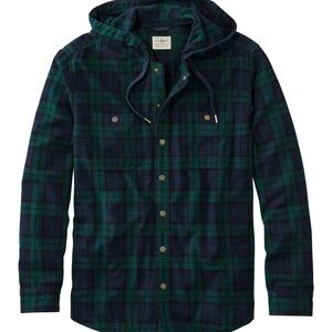Men's Scotch Plaid Flannel Hooded Shirt, Slightly Fitted, with Pockets